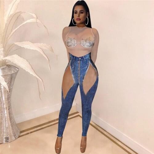 Special Style Print Women Jumpsuitt Fake V Neck Off Shoulder Long Sleeve Casual Romper Night Club Outfits Overalls Plus Size XXL