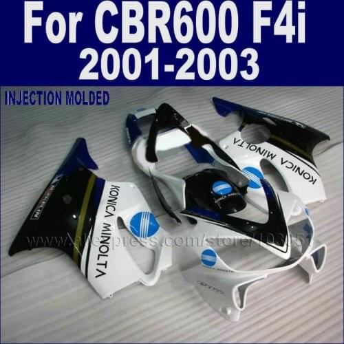 Motor Injection Molding Fairings Kit For Honda 2001 2002 2003 CBR 600 F4i 01 02 03 Cbr 600 F4i White Konica Minolta Fairing Body