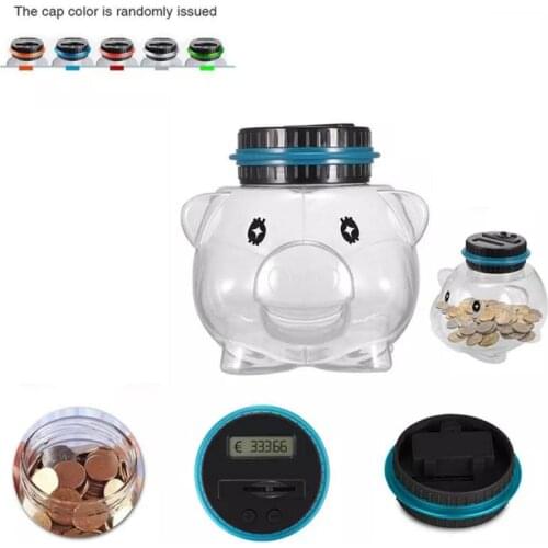 Cute Piggy Bank Counter Coin Electronic Digital LCD Counting Coin Money Saving Box Jar Coins Storage Box USD EURO GBP Money