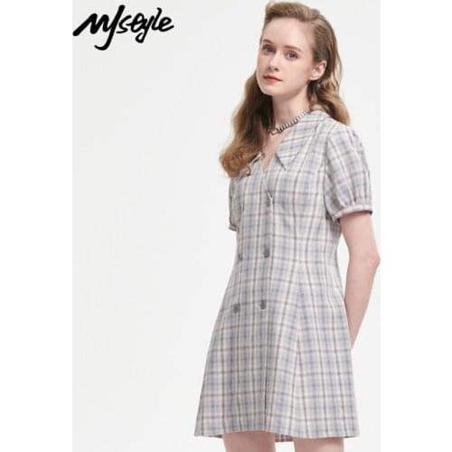 MJstyle 2021 Retro Plaid Sexy V Neck Mini Dresses Women School Day Short Fashion Suit Short Dresses for Teenage Girs 621060053