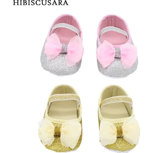 Spring Autumn Infant Baby Shoes Moccasins Sequined Newborn Girls First Walkers Bowknot Golden Silver Bebe Princess Shoes