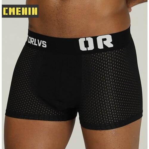 "CMENIN ORLVS Sexy Men Underwear Boxershorts Mesh Breathable Underpants Innerwear Fashion Solid Print "OR" Panties Trunks OR207"