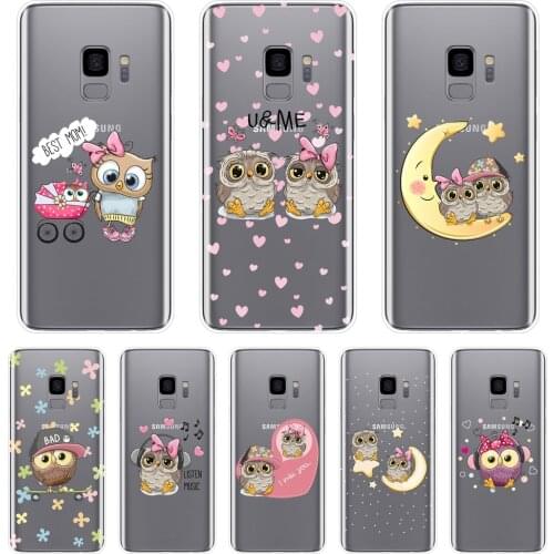 Soft Phone Case Silicone For Samsung Galaxy S5 S6 S7 Edge S8 S9 Plus Owl Moon Heart Back Cover For Samsung Galaxy Note 4 5 8 9