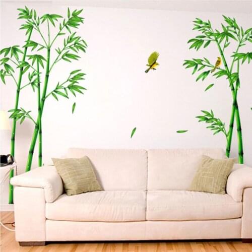 Bamboo Wall Stickers For Living Room Diy Tree Home Decor Stickers 2021 Hot Fashion Removable Green Bamboo Window Indoor Sticker