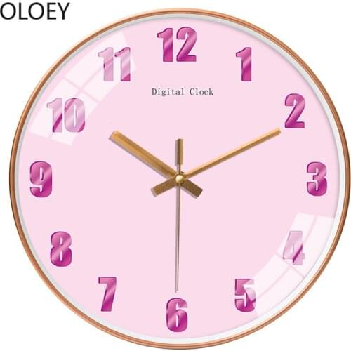 Creative Nordic Wall Clock Watch Home Living Room Metal Simple Clocks Wall Home Decor Wall Clocks Digital Wall Clock Large Pink