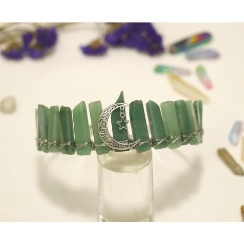 Raw Crystal Crown Moon Stars Hair Band Tianhe Stone Crystal Hair Accessories Headband Jewelry Party Gift