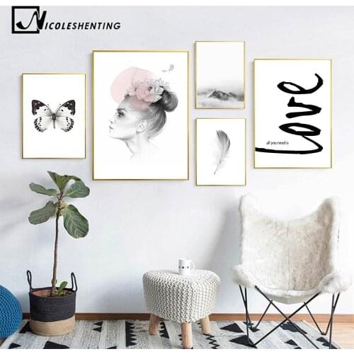 NICOLESHENTING Nordic Style Girl Canvas Abstract Painting Wall Art Poster and Print Decorative Picture Modern Home Decoration