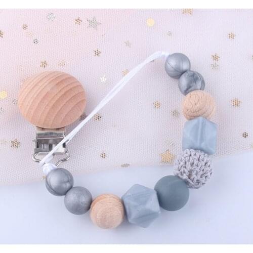 NEW Pacifier Clip Baby Silicone Teething Beads Holder Clips Teether Toy Chewbeads Baby Birthday Shower Gift baby speenkoord