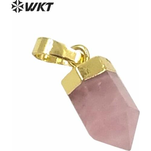 WT-P1332 WKT New arrived!charming mini pink natural stone pendant romantic style classic bullet shape pendant for women jewelry