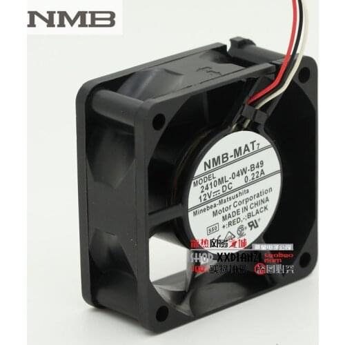 Original For NMB 2410ML-04W-B49 6025 6CM 12V 0.22A three wire tachometer dual ball bearing fan