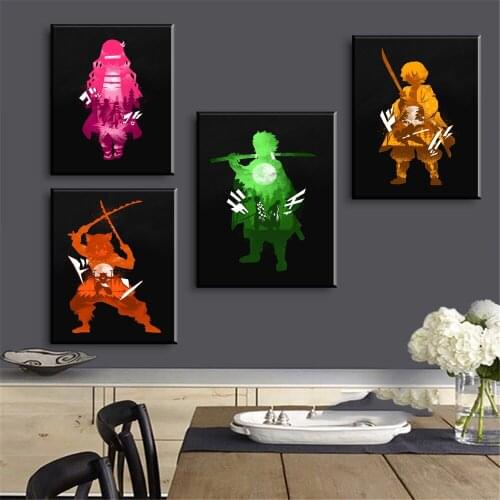 WTQ Demon Slayer Poster Anime Posters Canvas Painting Retro Poster Wall Decor Poster Wall Art Picture Room Decor Home Decor