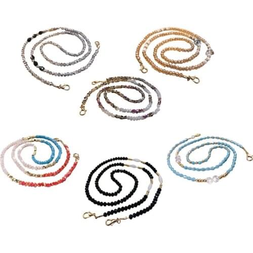 Braided Faux Crystal Face Mask Chain Lanyard Eyeglass Holder Beaded Necklace F3MD