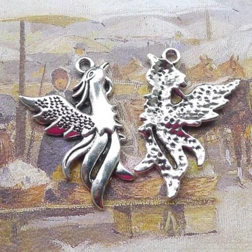 8PCS/Lot 35mm*22mm Bird Pendant Antique Silver Color Pheasant Charms For DIY Jewelry Making Handmade Craft