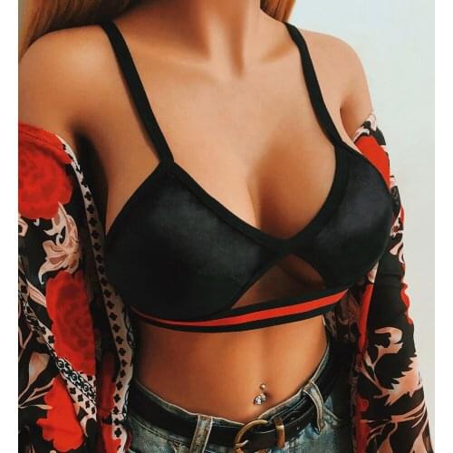 Hollow Out Women Gothic Sexy Elastic Cage Crop Top Bras Lingerie Strappy Halter Bra Bustier Bandage Bra Black Harness