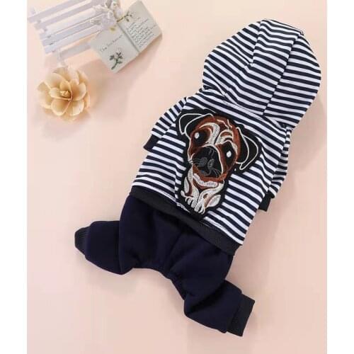 Autumn winter new four-legged dog clothes for small dogs embroidered fleece warm dog hoodies pet cat Jumpsuits teddy