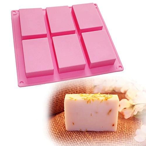 6-cavity Plain Basic Rectangle Soap Mold Silicone Mould for Homemade Craft