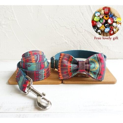 Dog Collars Customized Pet Collar Belt Bow Leash Set For Dog Personalized Break Away Quick Release Printed Puppy ID Collar Set