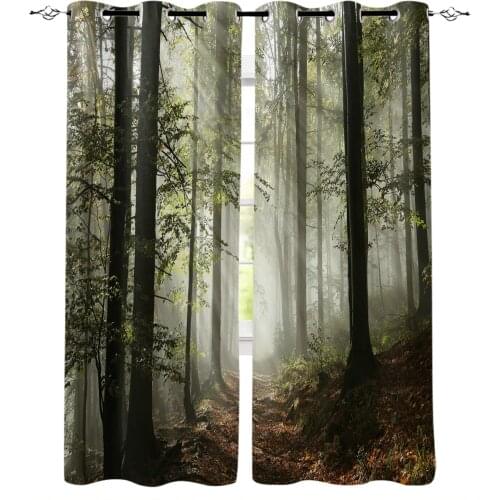Jungle Sunlight Trees Branches Landscape Blackout Curtains For Living Room Bedroom Printed Window Treatment Drapes Home Decor