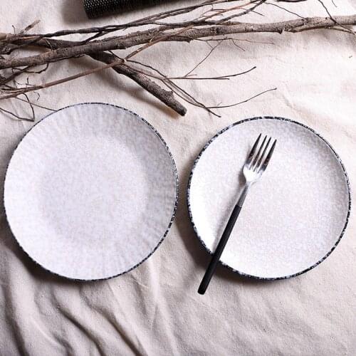 Ins Style Snow Dinner Plate Japanese Brief Ceramic Food Salad Steak Dishes Creative Home Decor Retro 7 Inch Plate Best Gifts