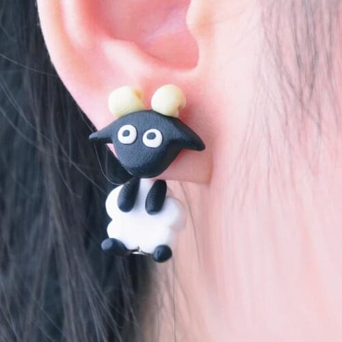 TTPAIAI 30 Brand Handmade Polymer Clay 3D Cute Animal Earrings For Women Fashion Lovely Sheep Stud Earrings Girl Kids Gift