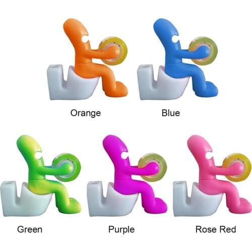 Creative Pencil Base Shelf For Pen Tape Originality Butt Station Desk Accessory Tape Dispenser Pen Memo Holder Clip Storage Blue