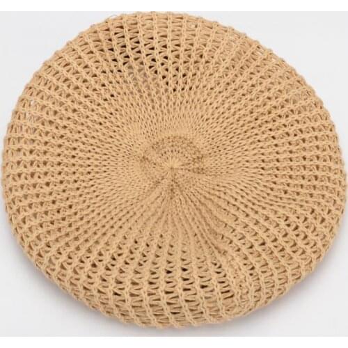 YQYXCY Spring Summer French Berets Handmade Knitted Female Beret Women Black Berets Hollow Breathable Painter Hat Student Berets