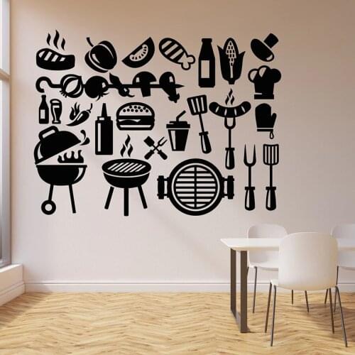 Vinyl Wall Decal Kebab Barbecue Fast Food Tasty Food Restaurant Dining Room Interior Decor Vinyl Window Stickers Art Mural 1773
