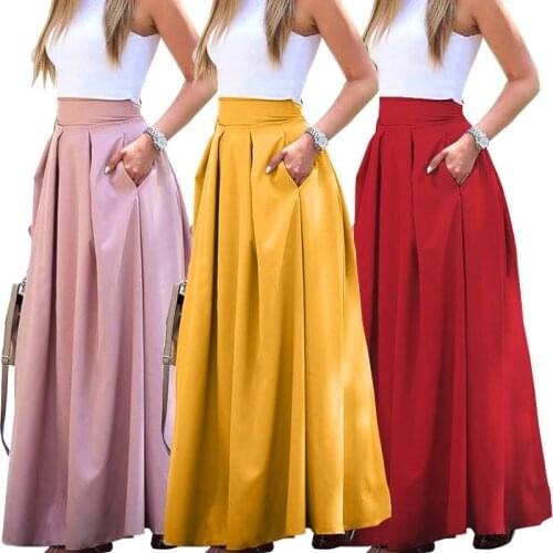 2021 Summer Long Skirts ZANZEA Women Elegant High Waist Skirts Casual Work OL Skirt Maxi Skirt Solid Pleated Faldas Saia Jupe