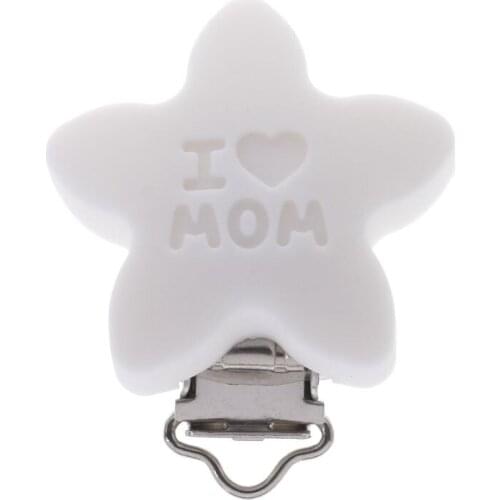 20pcs Silicone Star Shaped Nipple Holder Pacifier Clips BPA Free DIY Baby Teether Necklace Chewing Teething Chain Clasps