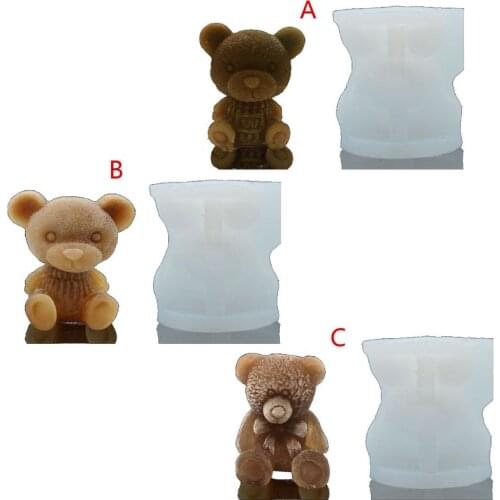 3D Cute Baby Bear Craft Art Silicone Soap Candle Ice Tray Rein Casting Silicone Mold Craft Molds Handmade Art DIY Tools
