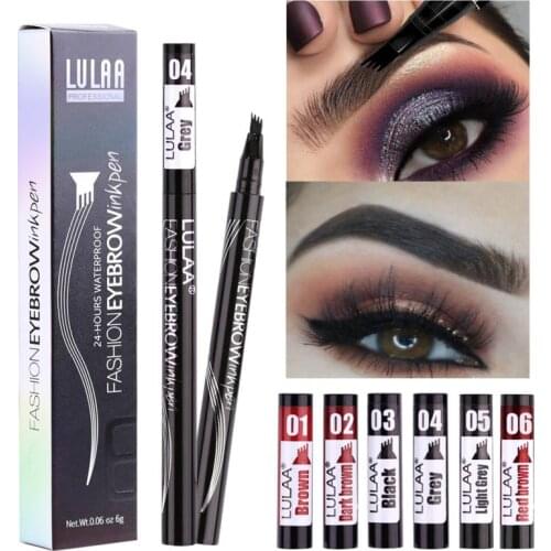 5 Colors Fork Tip Four Heads Eyebrow Pencil Waterproof Microblading Tattoo Eyebrow Pencil Long-lasting Eye Brow Tint TSLM1