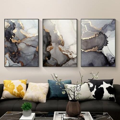 Abstract Golden Luxury Canvas Painting watercolors Picture Home Decor Wall Art Minimalist Posters and Prints for Living Room