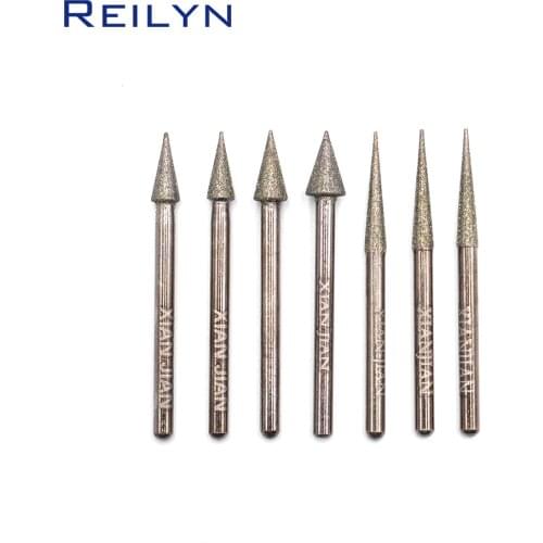 10pcs 3mm shank diamond grinding burr umbrella D type abrasive bits grinding needle 3/4/5/6/8/10mm