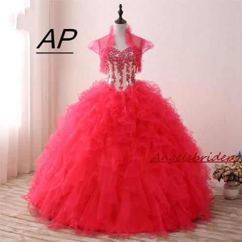 ANGELSBRIDEP Sweetheart Jacket Ball Gown Quinceanera Dresses Vestido 15 Anos With Crystals Floor-Length Sweet 16 Debutante Gowns