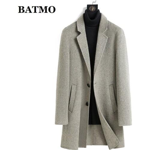 BATMO 2020 new arrival autumn high quality wool trench coat men,mens wool long coat C202