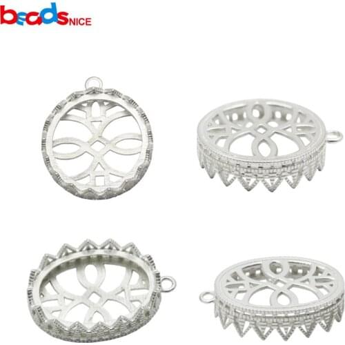 Beadsnice 925 Sterling Silver Hollow Pendant Trays Bezel Settings Christmas Gift Jewelry Supply ID32638