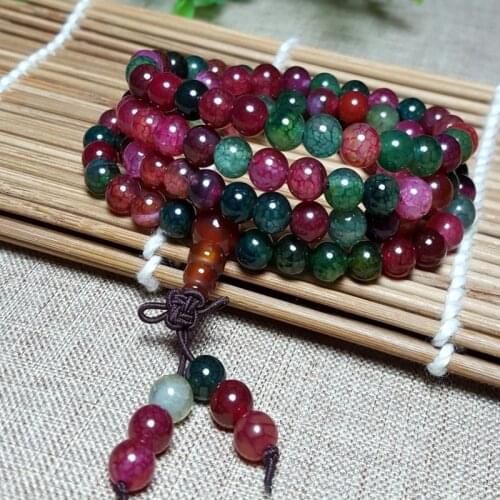 JoursNeige Natural Crystal Bracelets 108 Beads 6mm Round Multi Color Bracelet Fashion for Women Jewelry