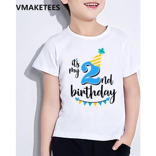 Kids Happy Birthday Number 1-9 Letter Print T shirt Girls & Boys Funny Birthday Gift Number T-shirt Baby Funny Clothes,HKP2432