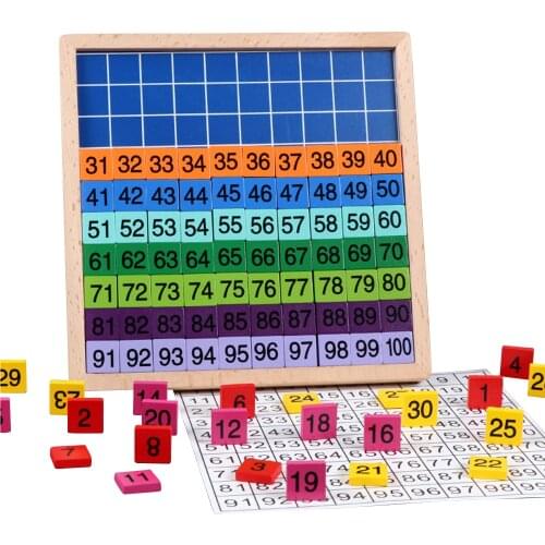 Montessori childrens wooden toys 1-100 digital board puzzle learning cognitive games childrens early education toys