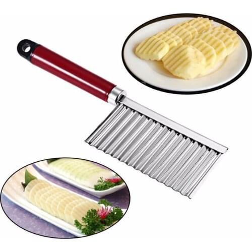Drop Shipping Stainless Steel Potato Chip Slicer Dough Vegetable Fruit Crinkle Wavy Slicer Potato Chopper French Fry Maker