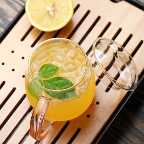 Mushroom Cup With Cover Glass Water Cup Simple Home Glass Cute Men And Women Bring Coffee Cup Lake Green Mushroom Cup