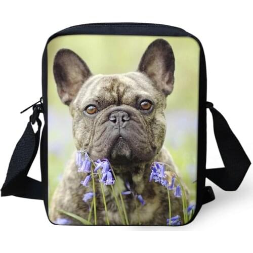 Kawaii Women Messenger Bags Little Bulldogs Pattern Shoulder Bags Cute Animal Girls Flaps Handbags Kids Mini Mochila
