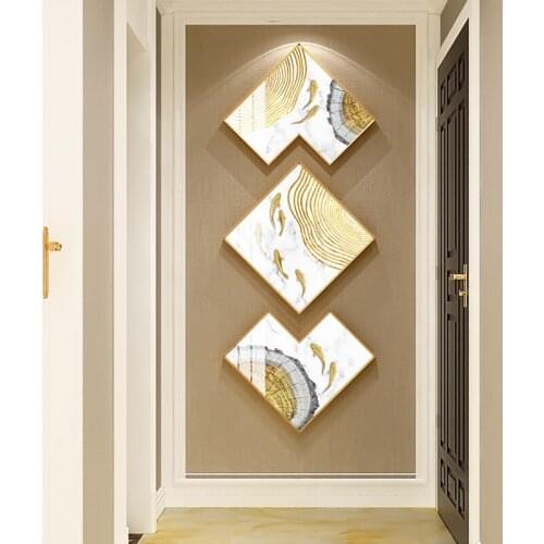 Classical Chinese Style Porch Decorative Painting Hallway Vertical Version Square Wall Layout Mural Corridor Picture Frame Combi