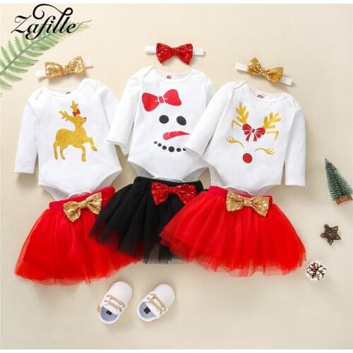 ZAFILLE My First Christmas Baby Dress 3pcs Toddler Baby Girl Clothes Set Newborns New Years Costume Baby Christmas Outfits
