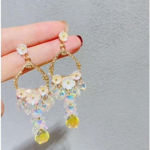 Korean Elegant Vintage Waterdrop Crystal Dangle Earrings for Women Girls Party Rhinestone Earings Jewelry Gifts
