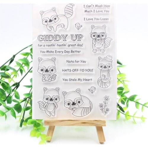 KSCRAFT Cute Raccoon Transparent Clear Silicone Stamps for DIY Scrapbooking/Card Making/Kids Fun Decoration Supplies 210