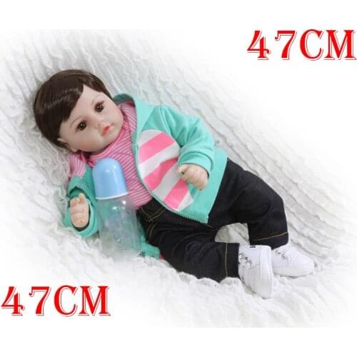 Reborn Girl toddler soft bebe doll reborn 19"48cm silicone reborn baby dolls real baby newborn doll for child birthday gift