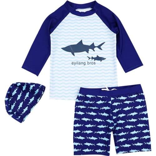 New Summer Kids Boy Swimwear for Boys Fashion Cartoon 3Pcs Children Swimsuits with Sun Cap Toddler Baby Girl Beach Bath Clothes