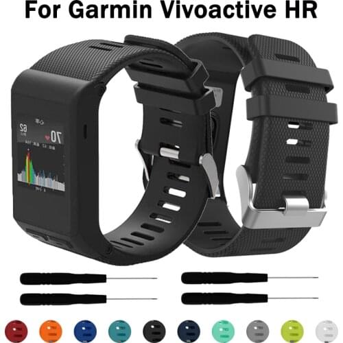 Fashion Soft Silicone Sport Wrist Strap For Garmin vivoactive HR Watch Replacement Wristband Men Women Watch Accessory Black