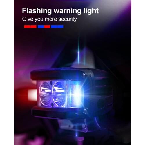 Motorcycle LED Headlight Flashing Warning Headlight Strobe Light 25W 6500K Red And Blue Warning Cross-country Waterproof